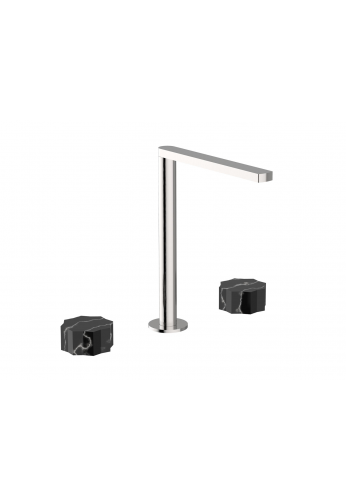 CISAL - X32 MISCELATORE LAVABO  3 FORI, SENZA SCARICO AUTOMATICO CON MANIGLIE IN MARMO DRITTO