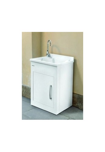 Lavatoio per esterno Montegrappa Still 45x50x85h cm grigio e bianco con  vasca e strofinatoio
